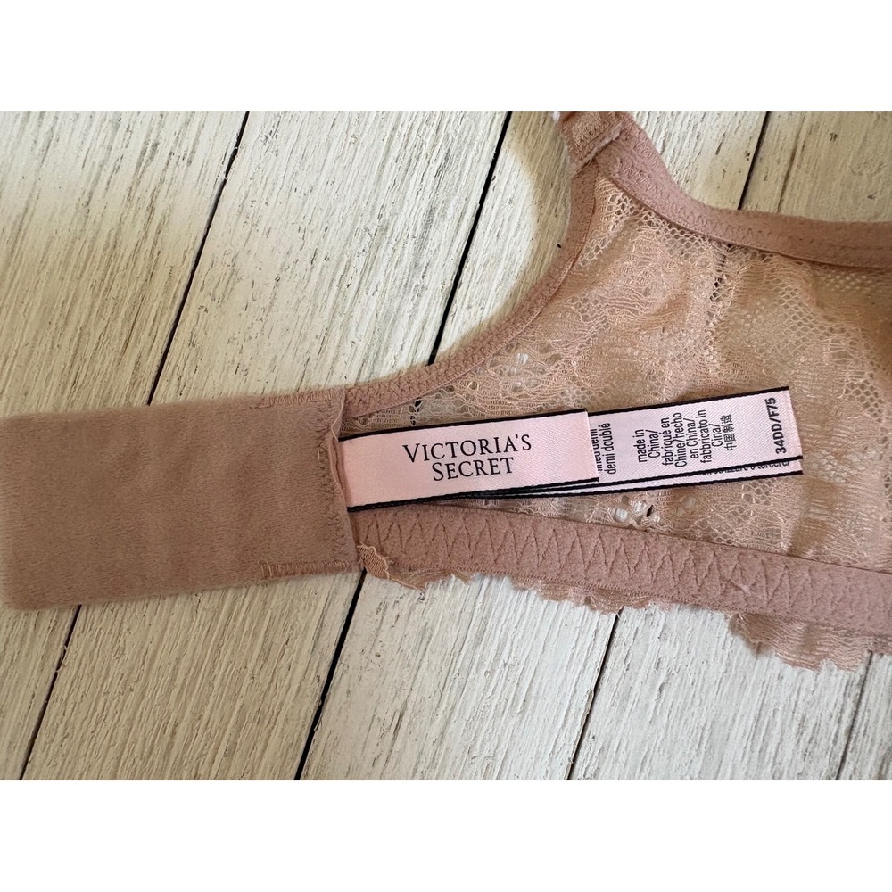 Victoria's Secret Dream Angels Lined Demi Bra 34DD Dusty Rose Lace Trim - Picture 3 of 4